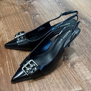 Madden Girl Black Pointed Slingback Heels
